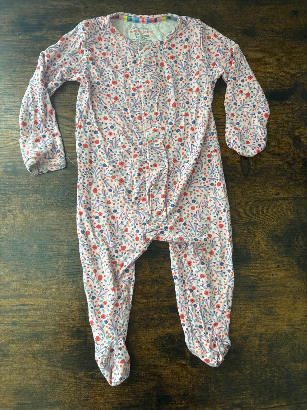 Magnetic Me Pink Floral Footed One-Piece Size 3-6 months